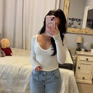 Urban Outfitters White Long Sleeve Top